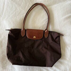 Longchamp Nylon Tote Bag -  Brown Foldable Shoulder Bag M